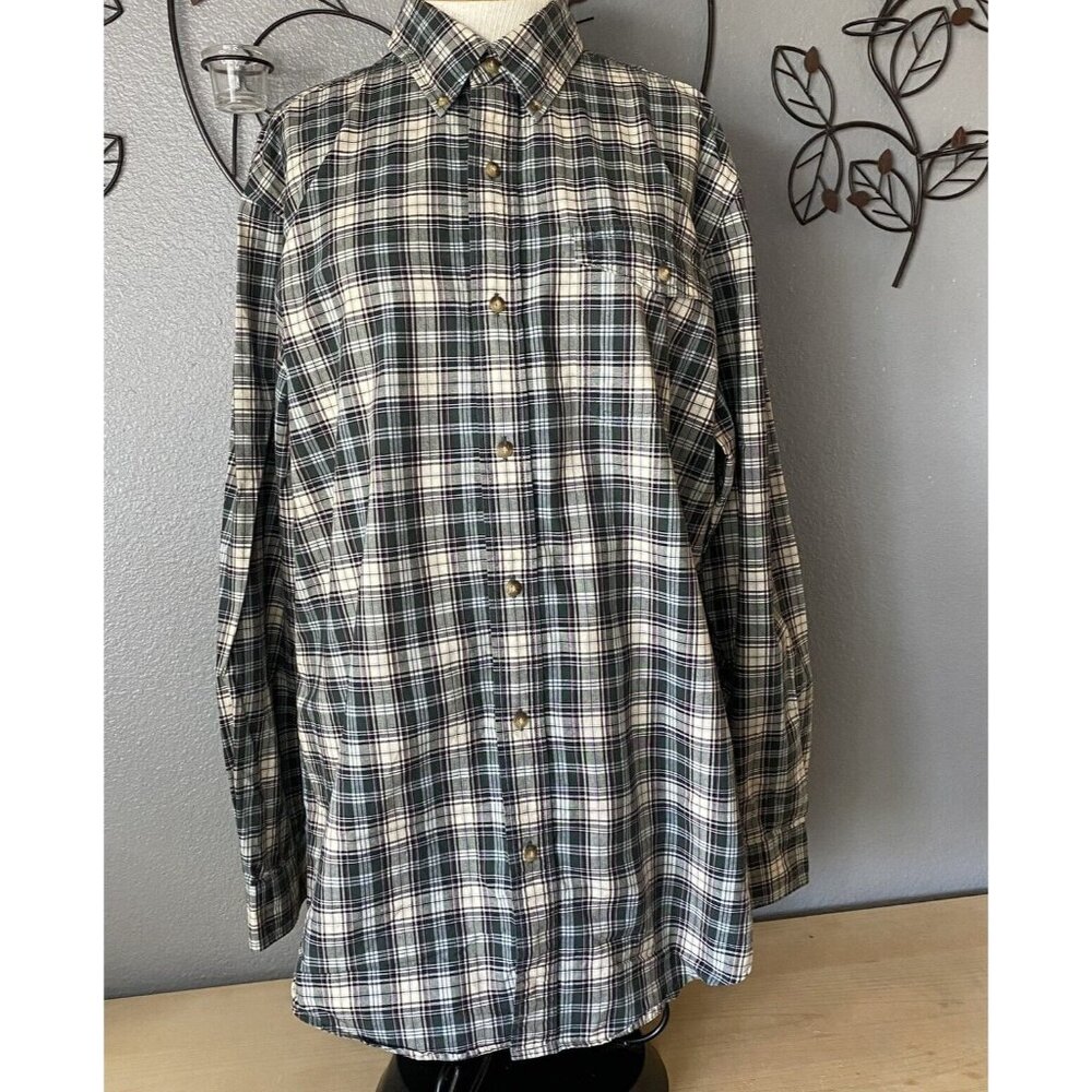 Chaps Men's Button Down Shirt Size Medium Plaid Long Sleeve Western Country